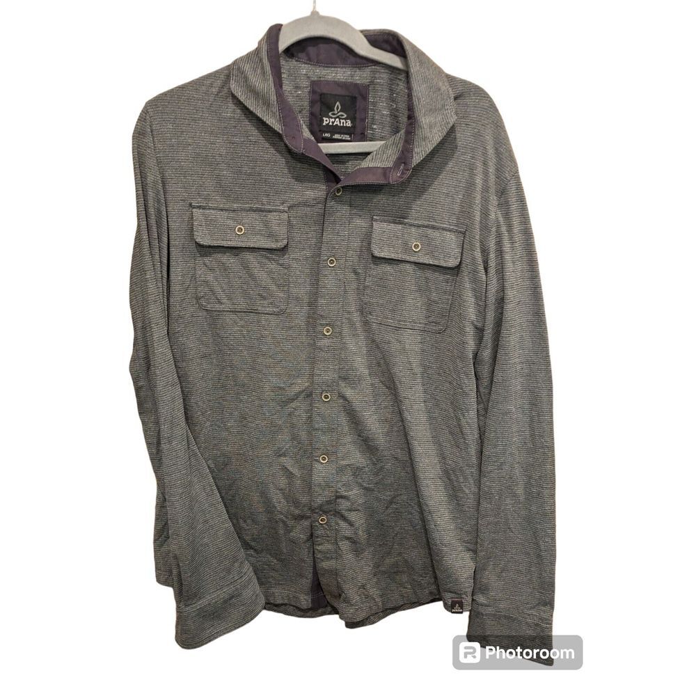 Prana Men's Button Down‎ Long  Sleeve Casual Shirt Size Large +  Polyester